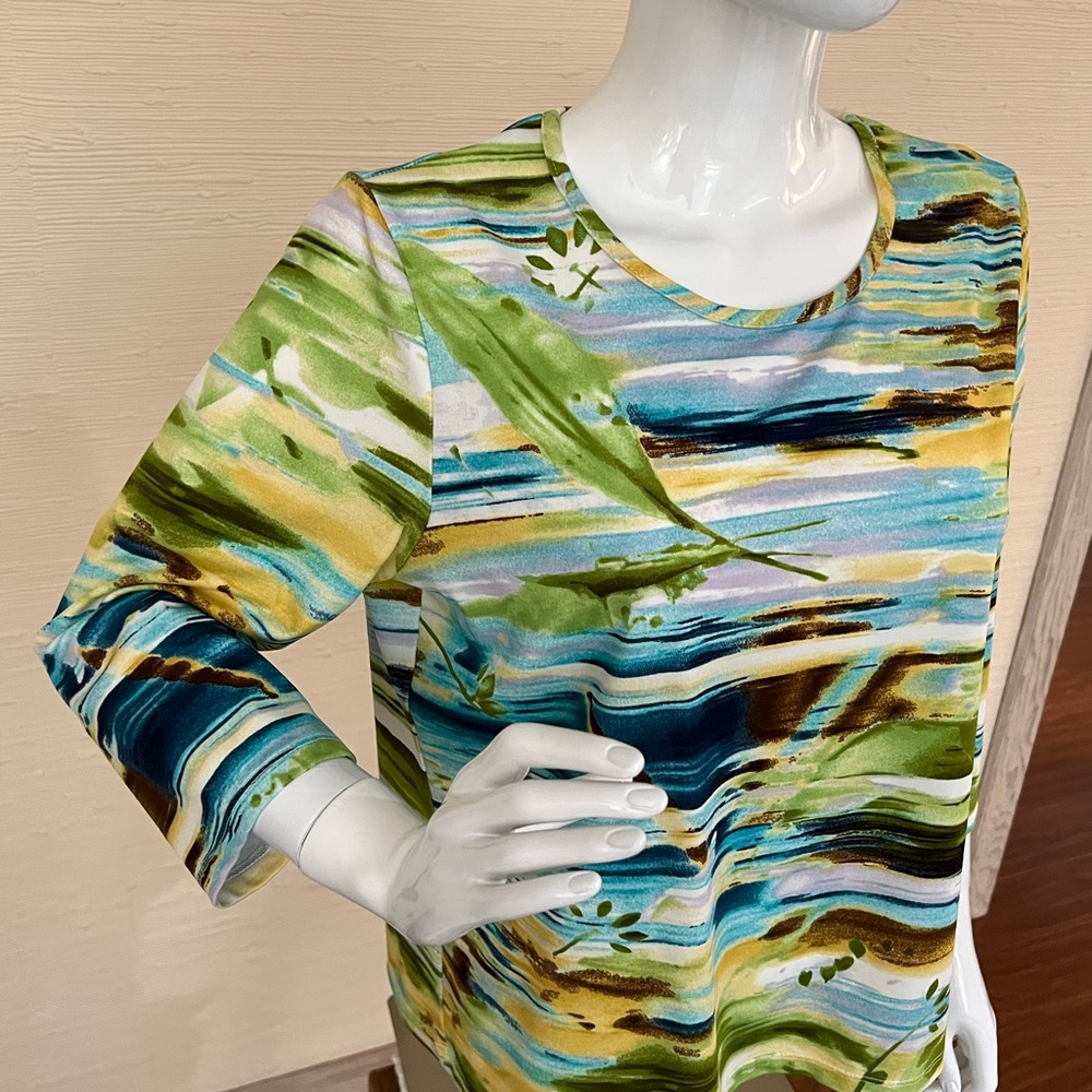 TanJay Multi Color 3/4 Sleeve Top